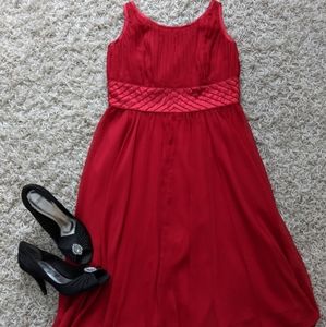 Red Grecian style cocktail dress